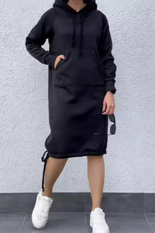 Vestidos casuales de manga larga con capucha y cordones (5 colores)