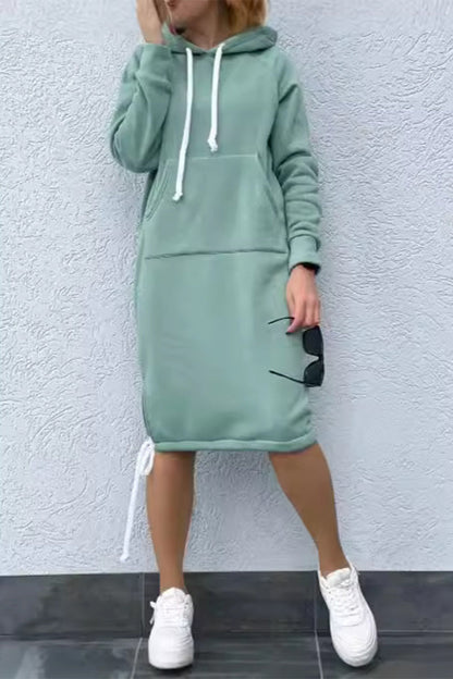 Vestidos casuales de manga larga con capucha y cordones (5 colores)