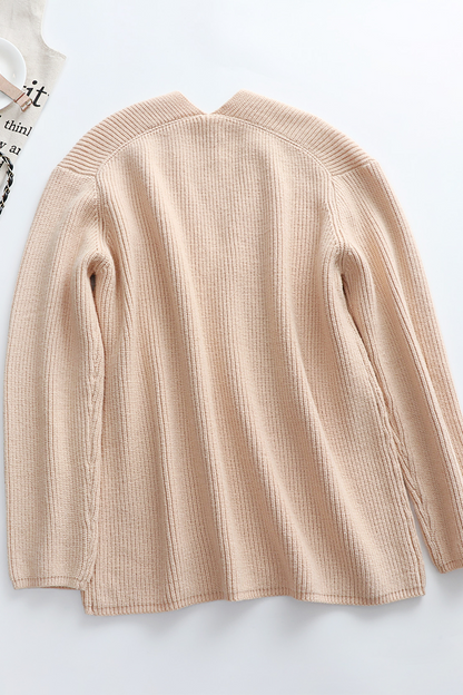 Suéteres casuales de cuello en V con tejido liso (5 colores)