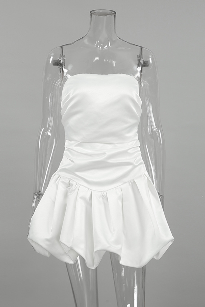 Vestidos sexys con volantes fruncidos y sin tirantes