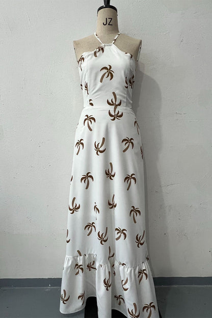 Vestidos sexis de vacaciones con estampado floral, sin espalda, estilo halter y sin mangas (3 colores)