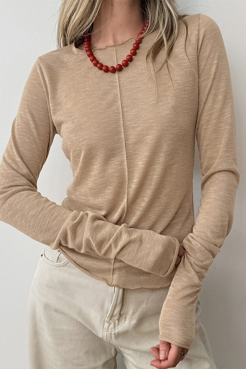 Tops casuales de cuello redondo con parches de color sólido (3 colores)