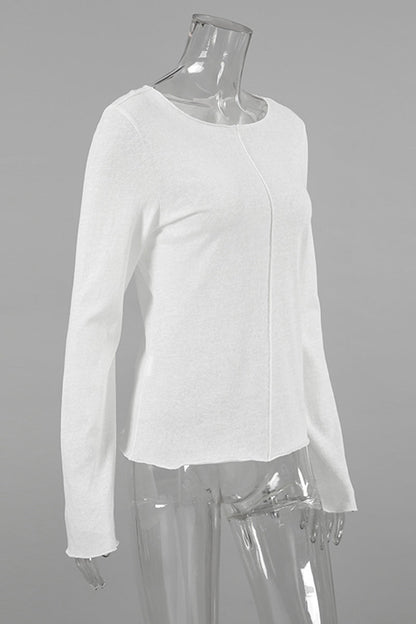 Tops casuales de cuello redondo con parches de color sólido (3 colores)
