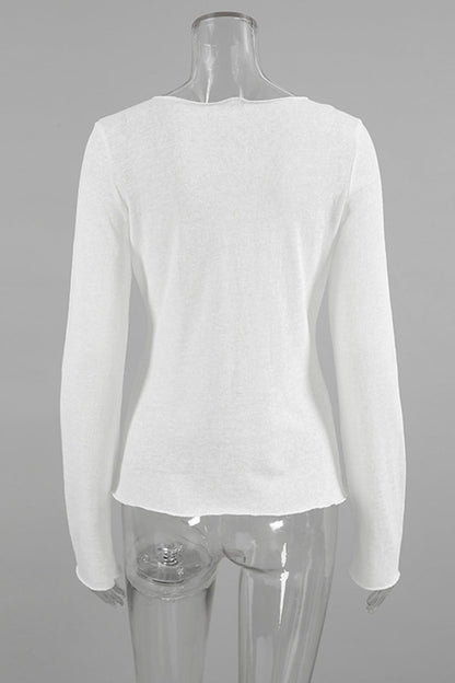 Tops casuales de cuello redondo con parches de color sólido (3 colores)