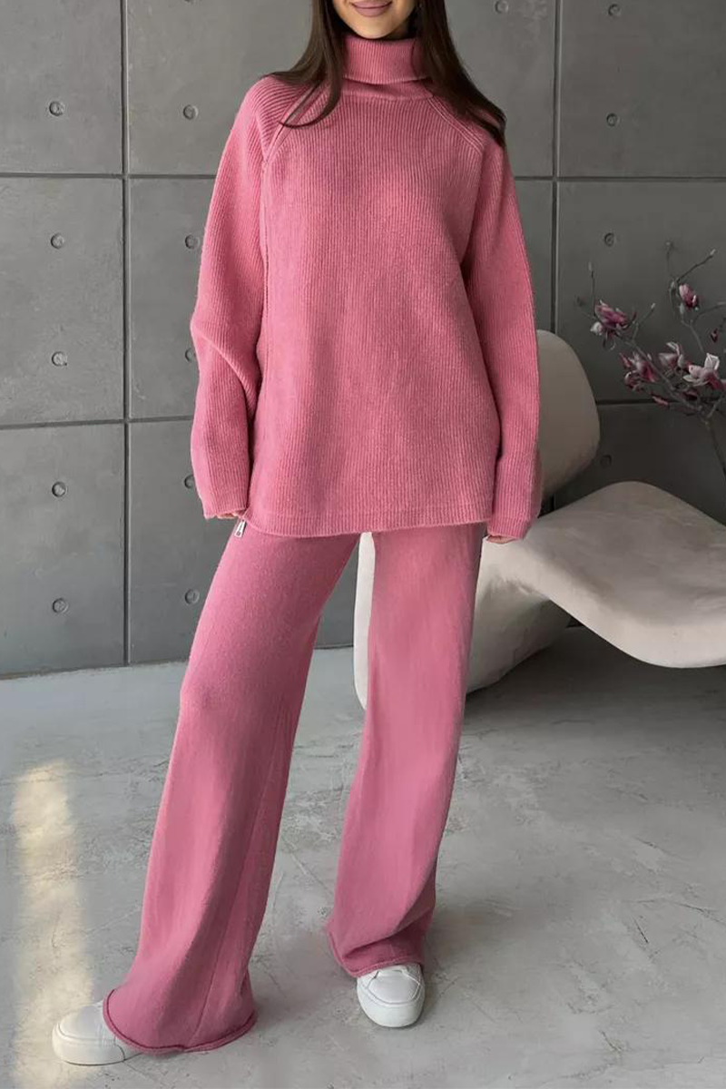 Conjunto informal de dos piezas con cuello con cremallera y manga larga para uso diario (6 colores)