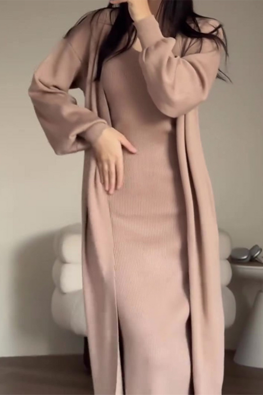 Conjunto informal de dos piezas con cuello redondo y manga larga (11 colores)