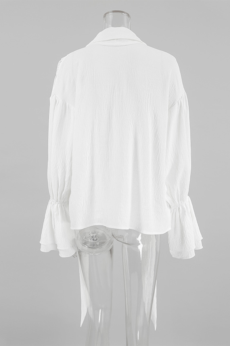 Blusas casuales con botones y cordones y cuello vuelto