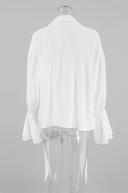 Blusas casuales con botones y cordones y cuello vuelto