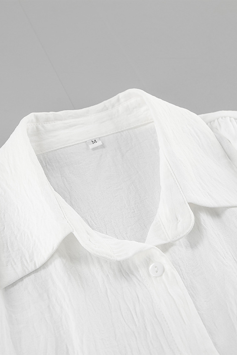 Blusas casuales con botones y cordones y cuello vuelto