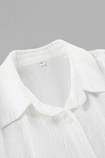 Blusas casuales con botones y cordones y cuello vuelto