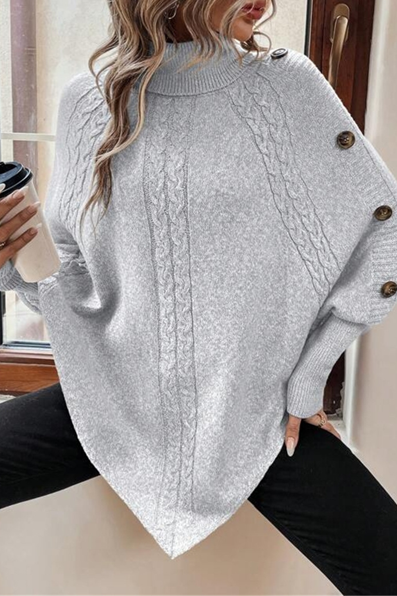 Suéteres casuales de cuello alto con botones (3 colores)
