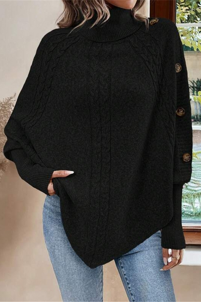 Suéteres casuales de cuello alto con botones (3 colores)