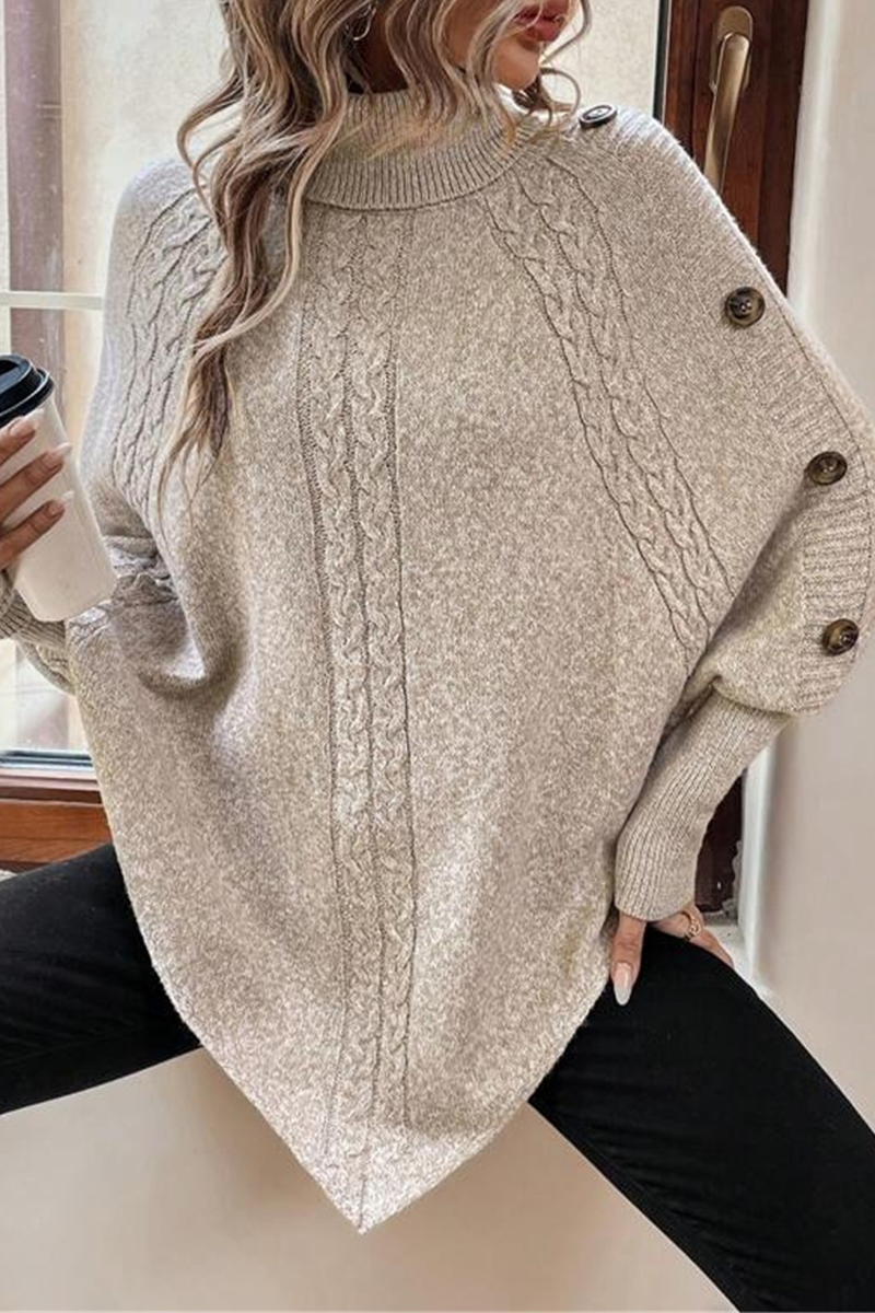 Suéteres casuales de cuello alto con botones (3 colores)