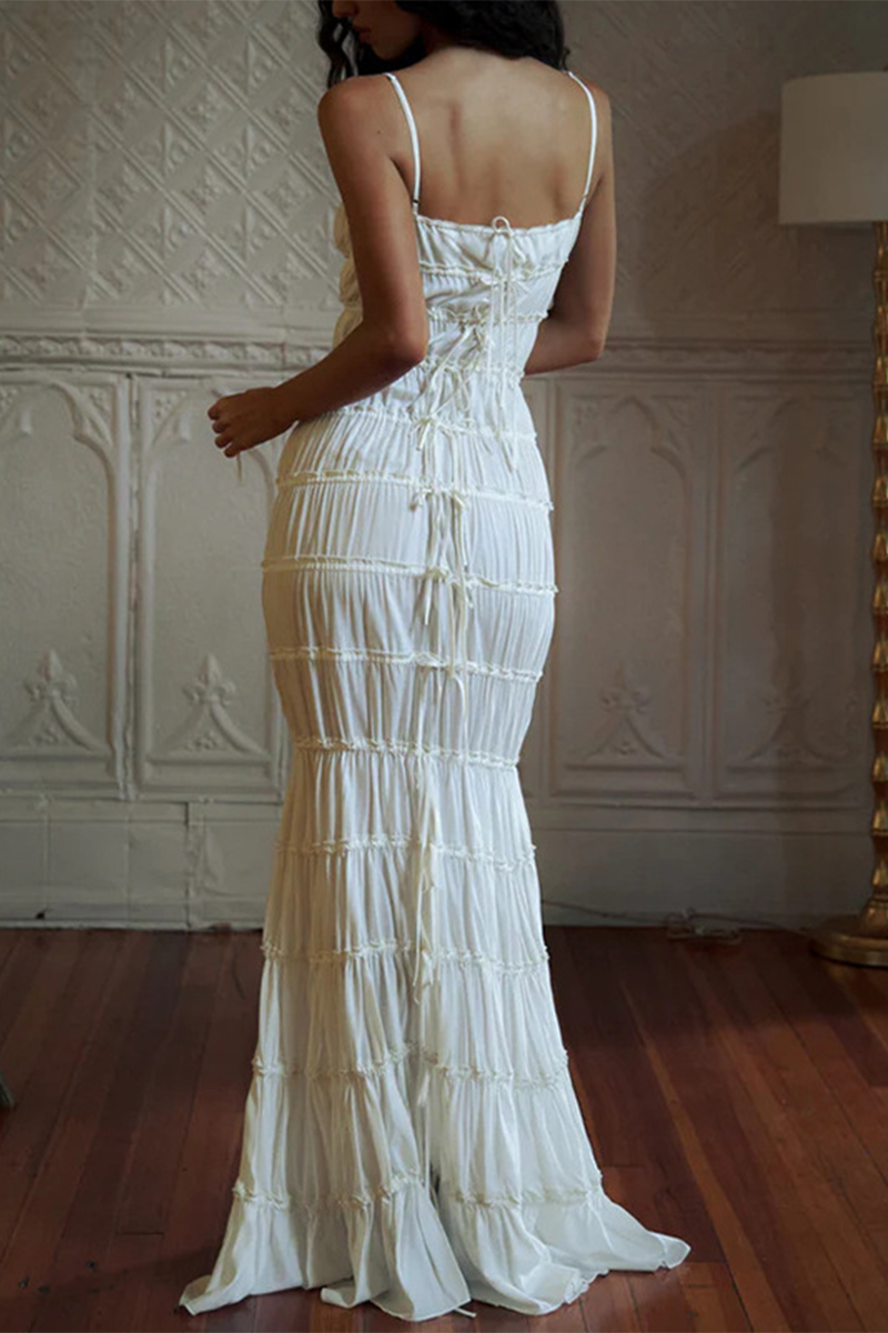 Vestidos sexys con escote en V fruncido y sin espalda