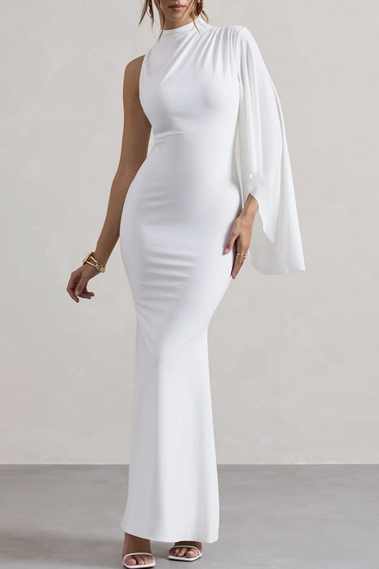 Vestidos sexis irregulares de cuello alto y falda de un solo paso