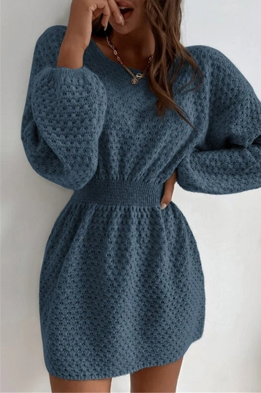 Vestidos casuales con falda y cintura redonda con cuello en V y flores con gancho