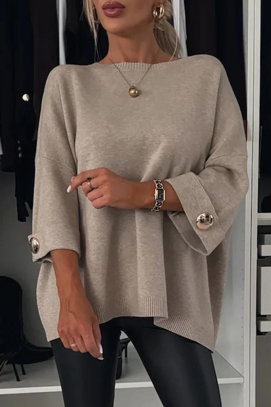Suéteres casuales de cuello redondo con tejido liso (5 colores)