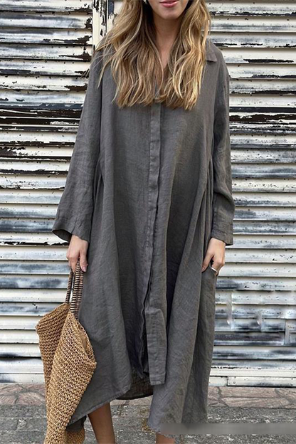 Vestidos camiseros casuales con cuello vuelto y bolsillos (6 colores)