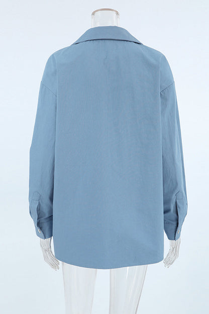 Blusas casuales de cuello vuelto con botones para uso diario