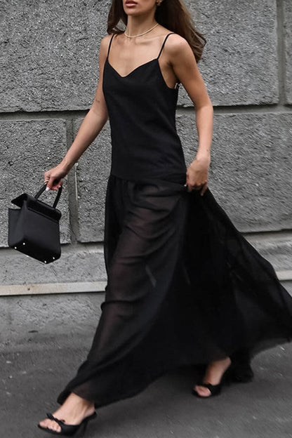 Vestidos sexys transparentes con escote en V y espalda descubierta