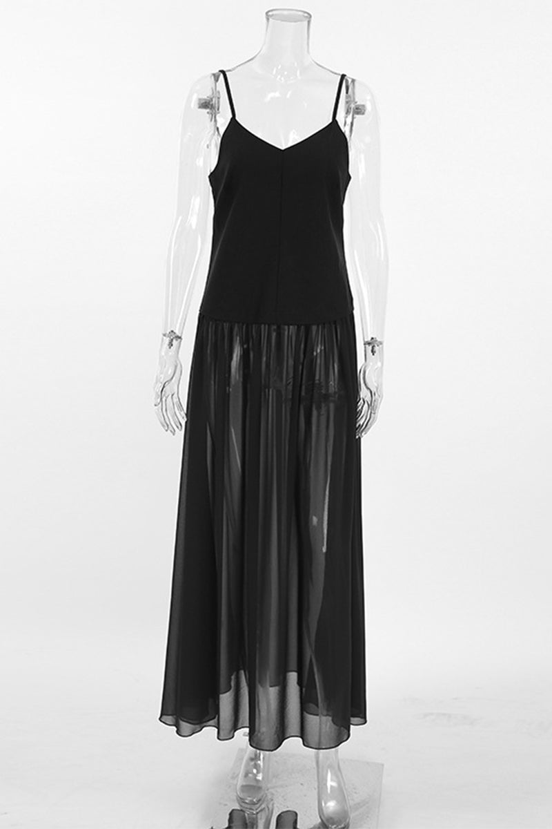 Vestidos sexys transparentes con escote en V y espalda descubierta