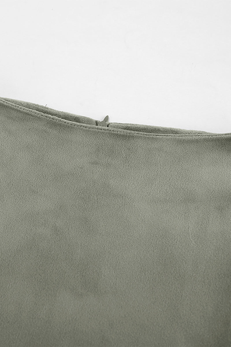 Elegante pantalón de terciopelo con cremallera y cintura alta regular