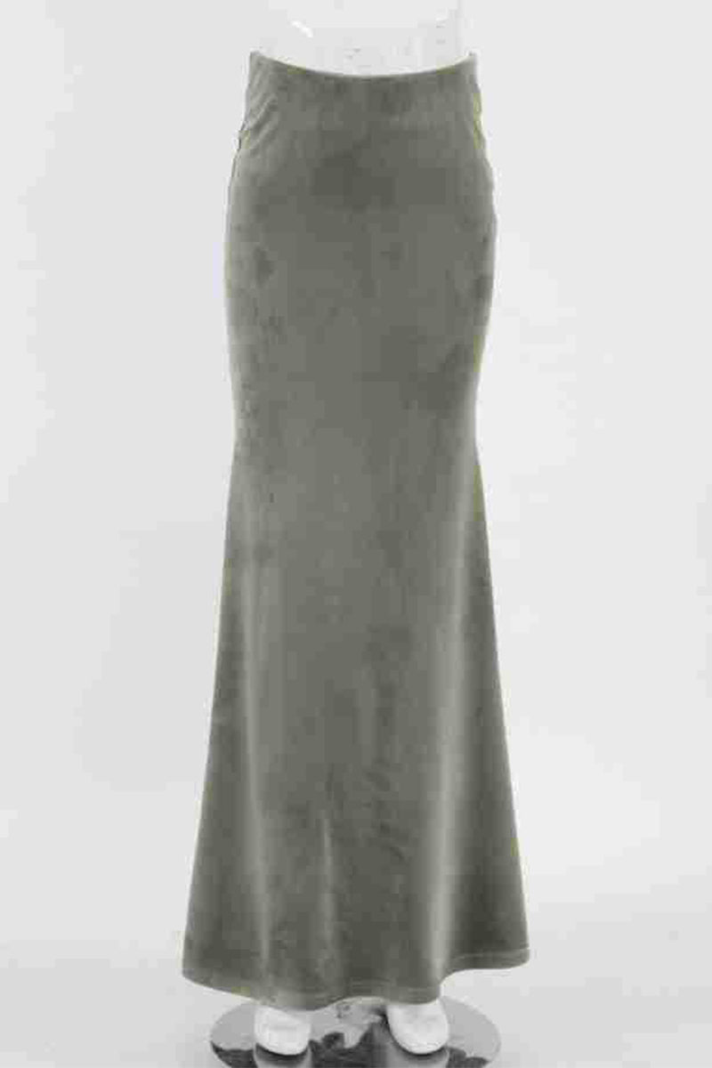Elegante pantalón de terciopelo con cremallera y cintura alta regular