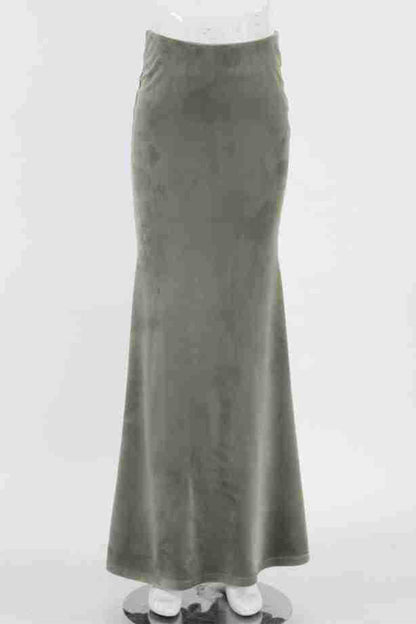 Elegante pantalón de terciopelo con cremallera y cintura alta regular
