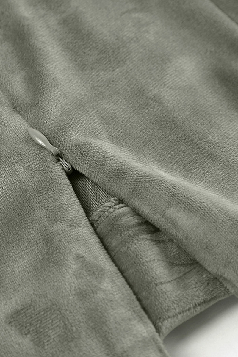 Elegante pantalón de terciopelo con cremallera y cintura alta regular