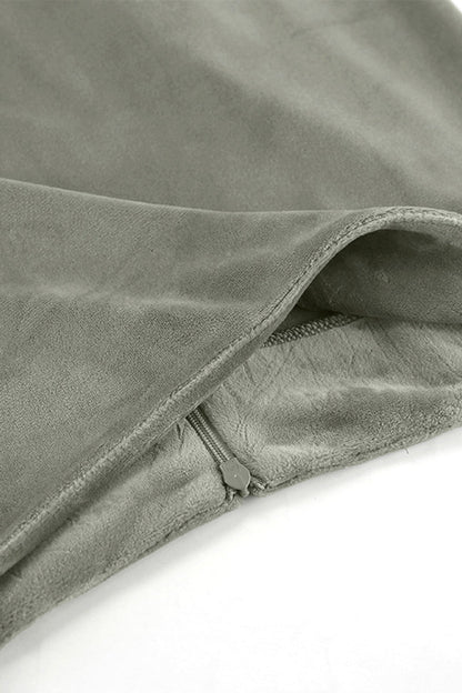 Elegante pantalón de terciopelo con cremallera y cintura alta regular