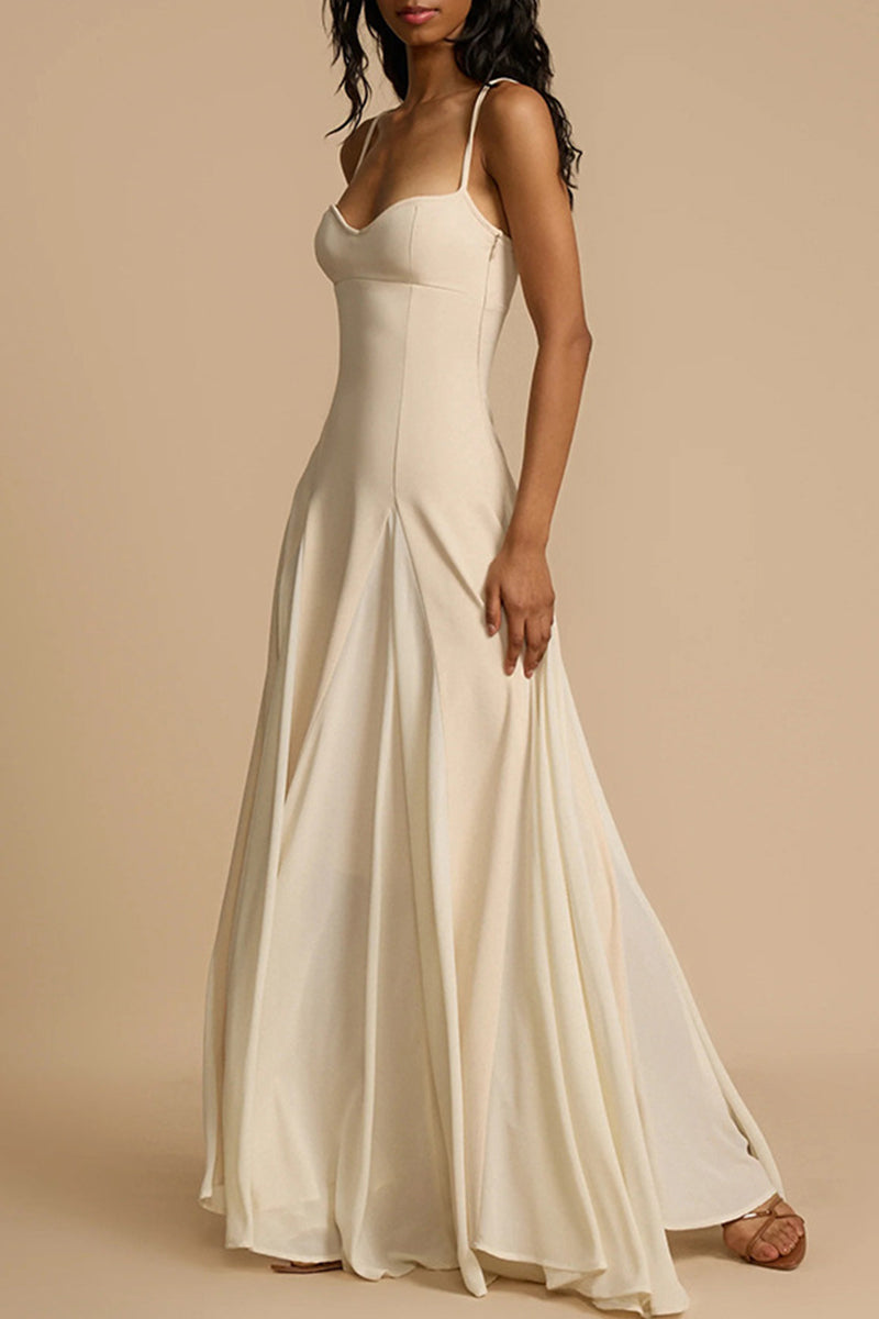 Vestidos sexis de tirantes con escote en V y color sólido