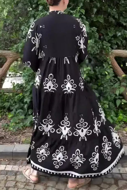 Casual Irregular Printed V Neck A Line Dresses