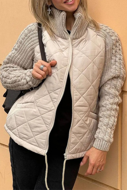 Prendas de abrigo informales con cuello mandarín y cremallera de patchwork (5 colores)