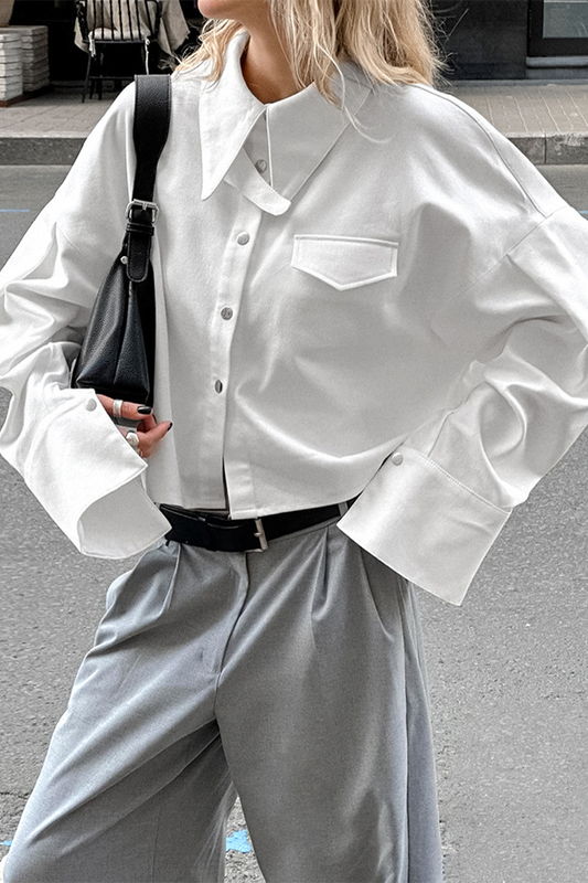 Blusas casuales de cuello vuelto con botones para uso diario