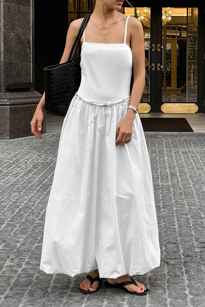 Vestidos casuales fruncidos con escote cuadrado y tirantes