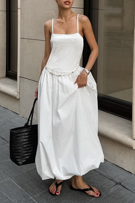Vestidos casuales fruncidos con escote cuadrado y tirantes