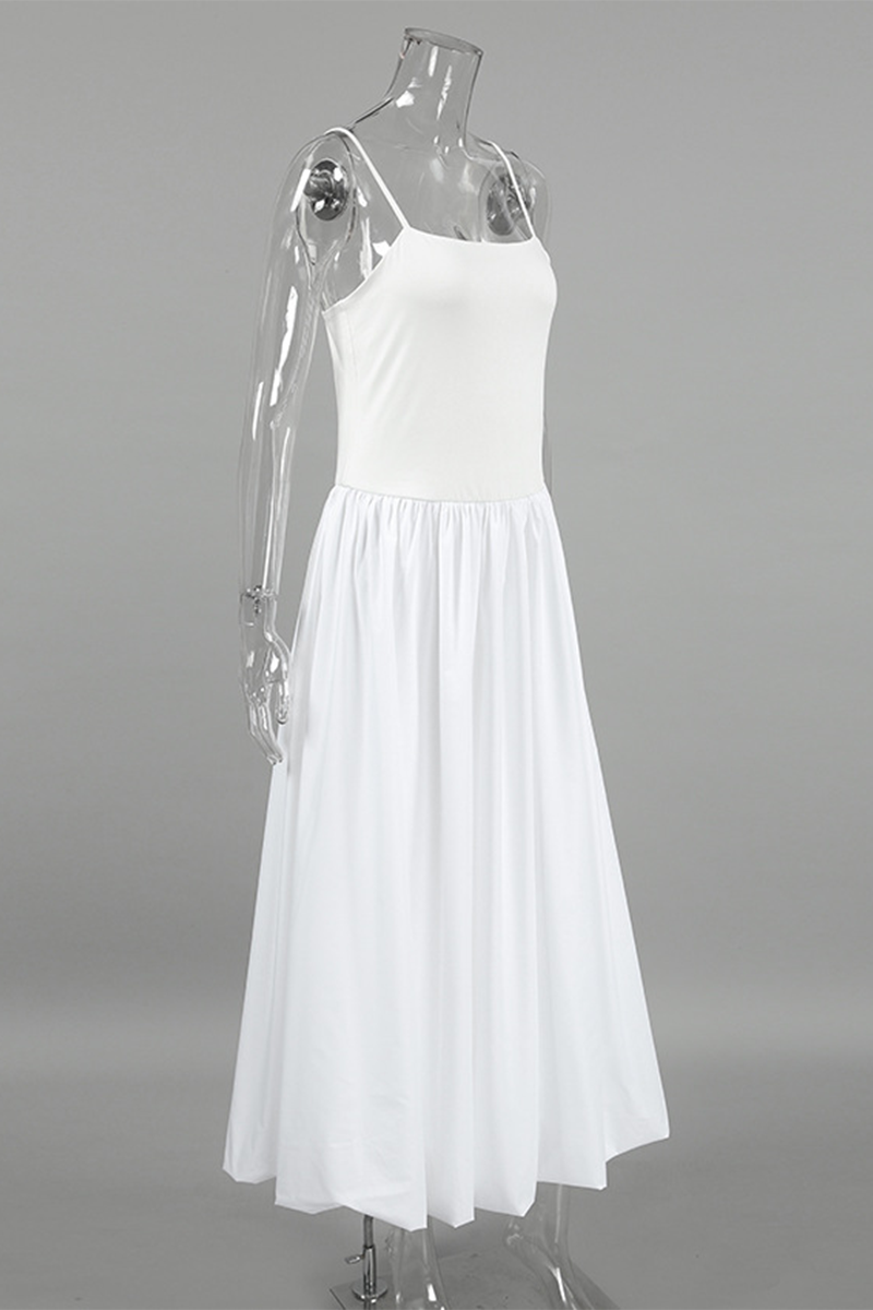 Vestidos casuales fruncidos con escote cuadrado y tirantes