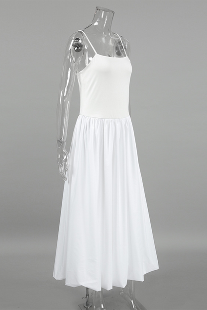 Vestidos casuales fruncidos con escote cuadrado y tirantes