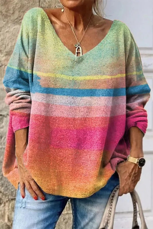 Suéteres básicos con cuello en V y estampado casual (5 colores)