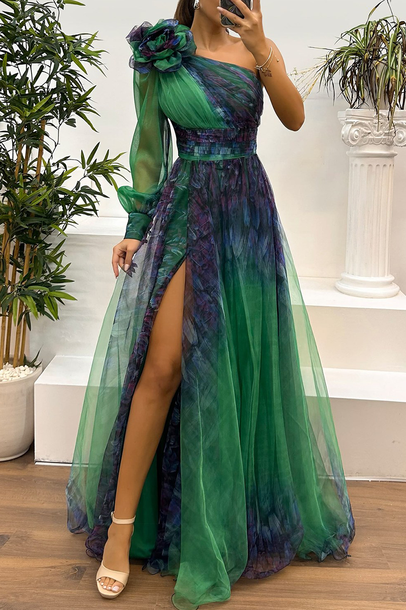 Vestidos de noche sexis con estampado floral, aberturas en la espalda y hombros caídos (6 colores)