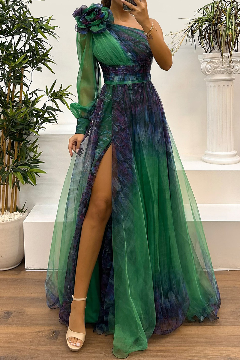 Vestidos de noche sexis con estampado floral, aberturas en la espalda y hombros caídos (6 colores)