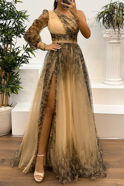 Vestidos de noche sexis con estampado floral, aberturas en la espalda y hombros caídos (6 colores)