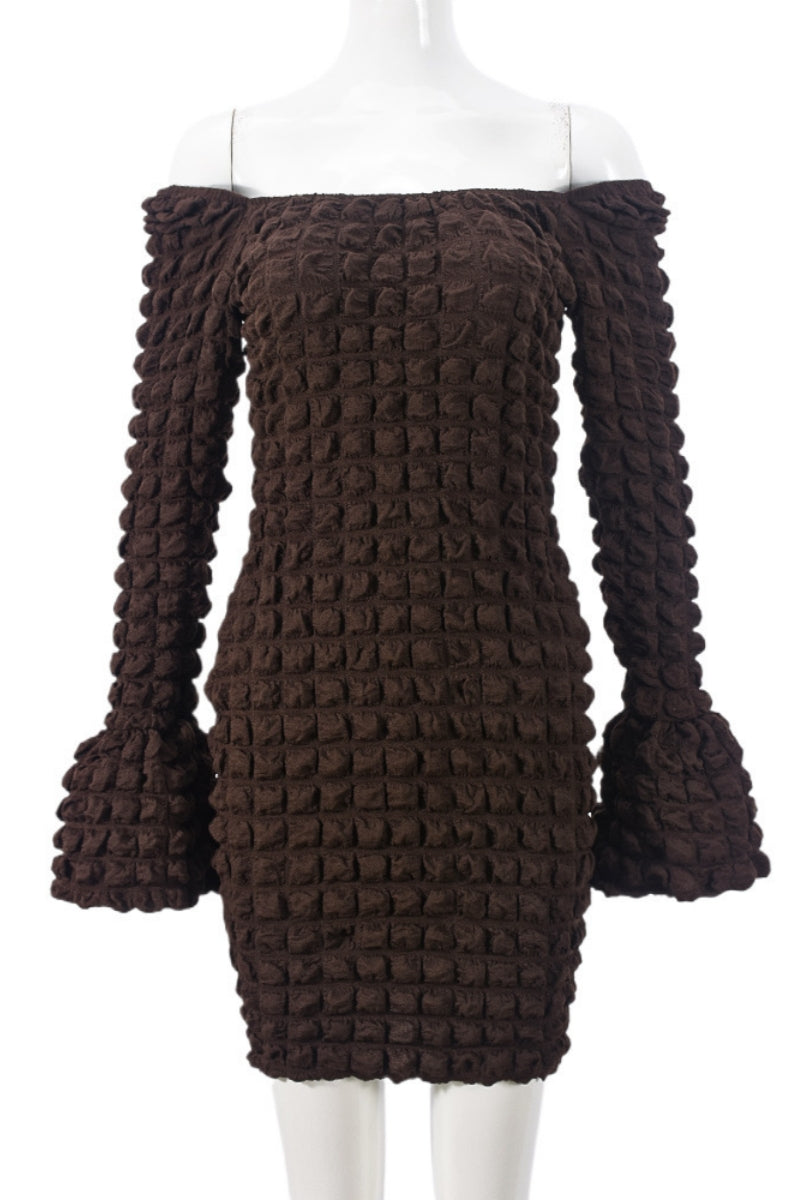 Vestidos casuales básicos de cuello cuadrado y manga larga