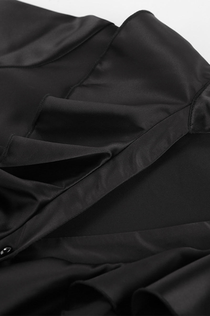 Blusas casuales con cuello mandarín, botones y volantes