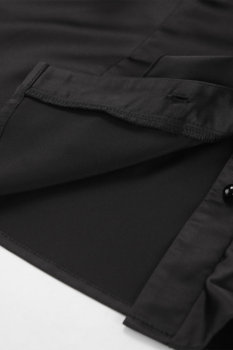 Blusas casuales con cuello mandarín, botones y volantes