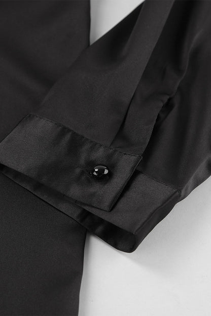 Blusas casuales con cuello mandarín, botones y volantes