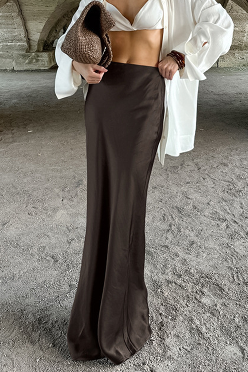 Elegante pantalón de cintura alta regular con cremallera