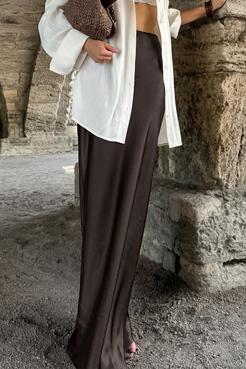 Elegante pantalón de cintura alta regular con cremallera