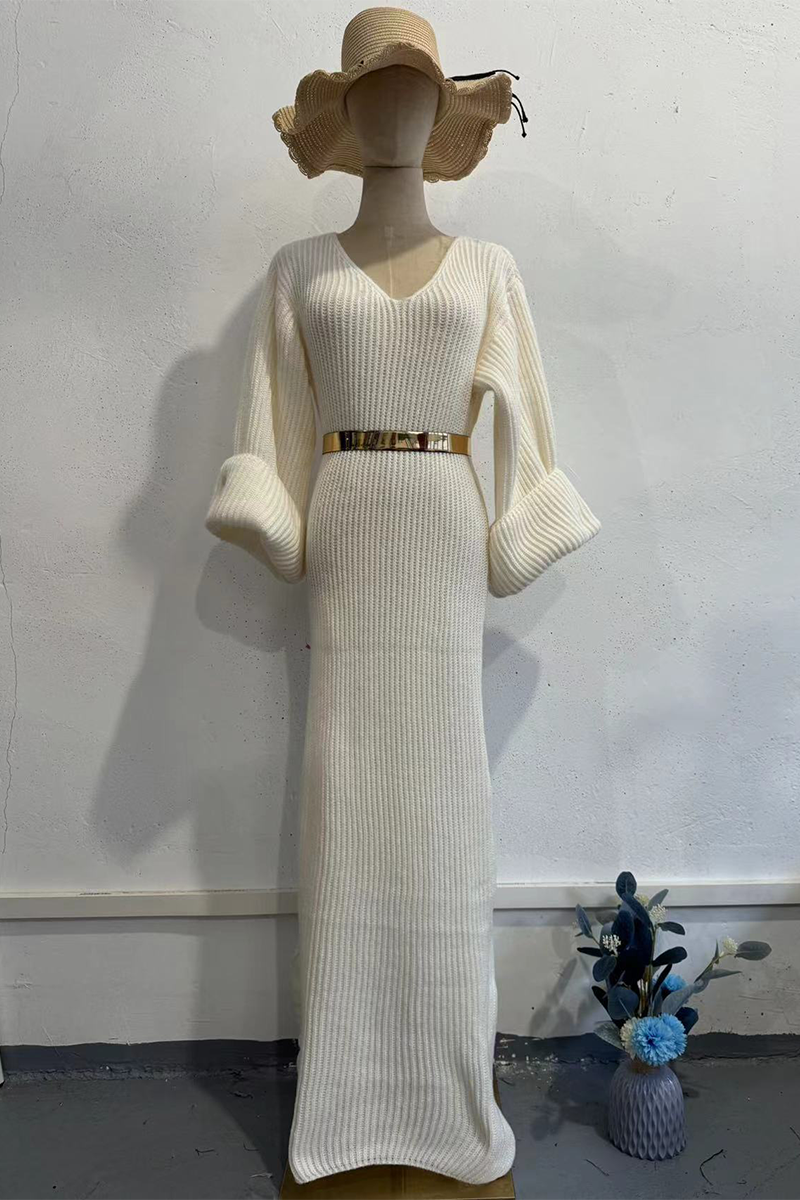 Vestidos casuales de manga larga con botones y cinturón (4 colores)