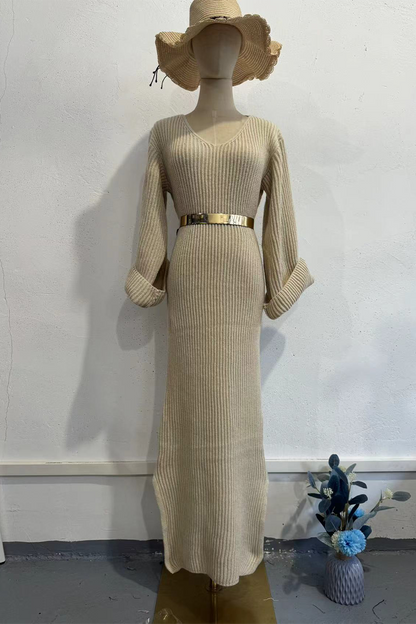 Vestidos casuales de manga larga con botones y cinturón (4 colores)